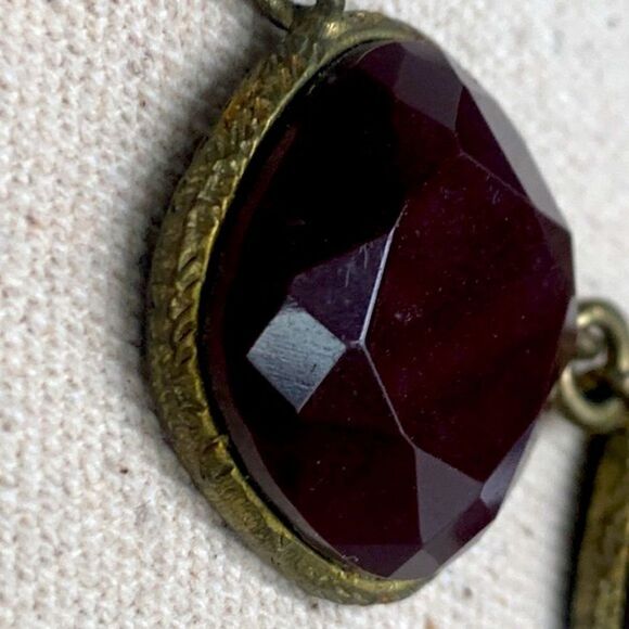 Gerard Yosca Vintage Chunky Statement Necklace Antique Gold Handmade Brown Glam - Picture 11 of 12